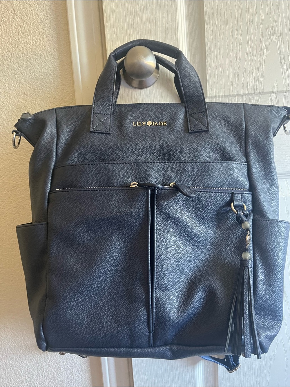 Lily Jade Caroline Navy Vegan Leather Convertible Tote Backpack